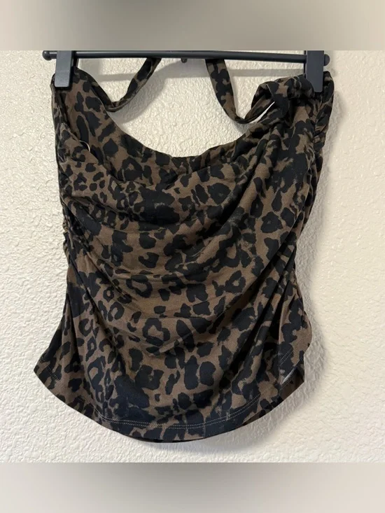NWOT Reformation Molly Halter Top Leopard Print Ruched Tank M/L Coachella Summer - Picture 4 of 6